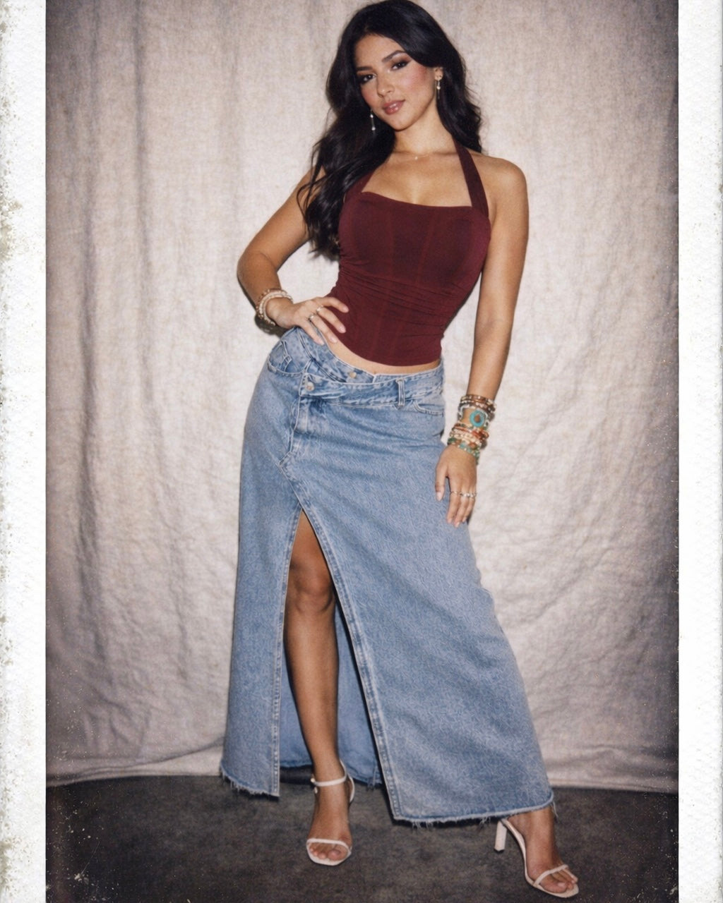 BEFORE HE CHEATS BONING MAROON HALTERNECK CORSET