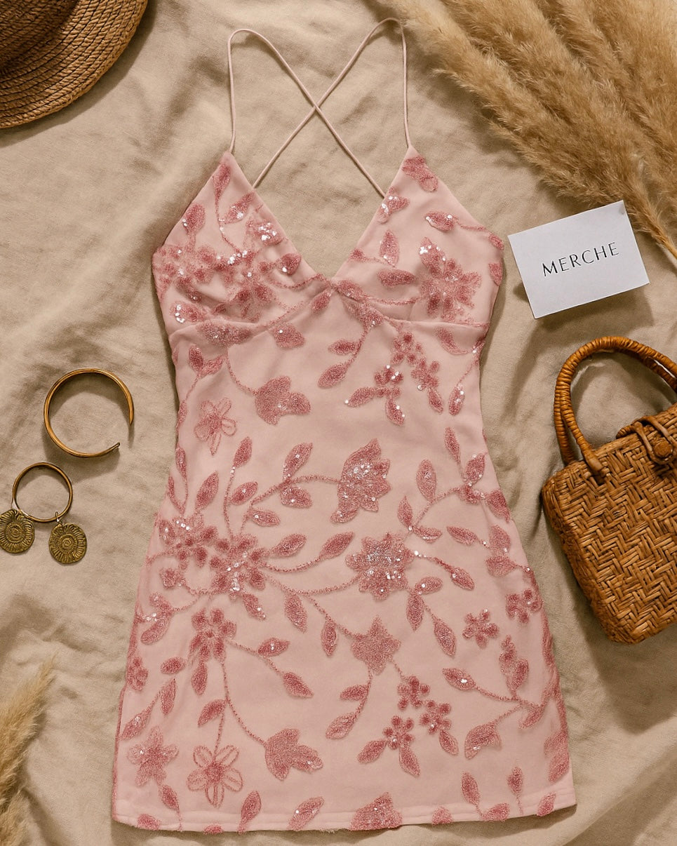 REV UP EMBROIDERED CROSSBACK DRESS