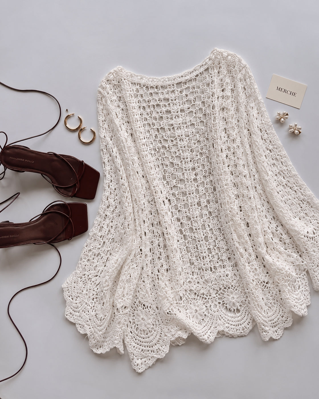 LEGACY GIRL LUXE KNITTED WHITE BOHO SHRUG
