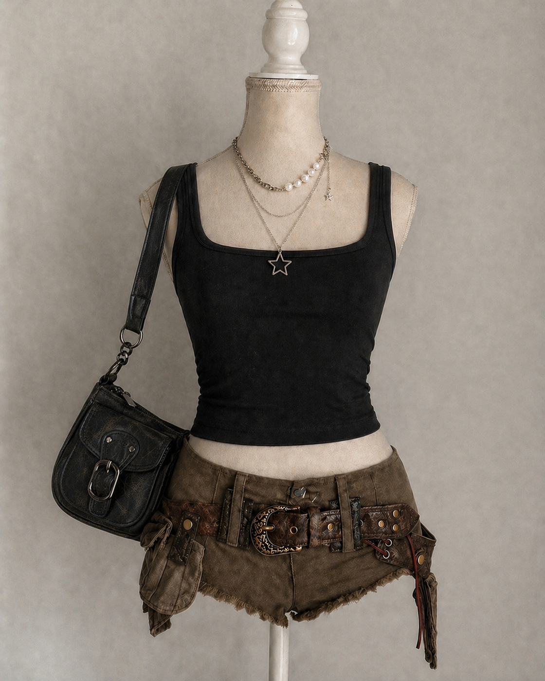 BASIC BAE BLACK PADDED CROSSBACK CAMI TOP