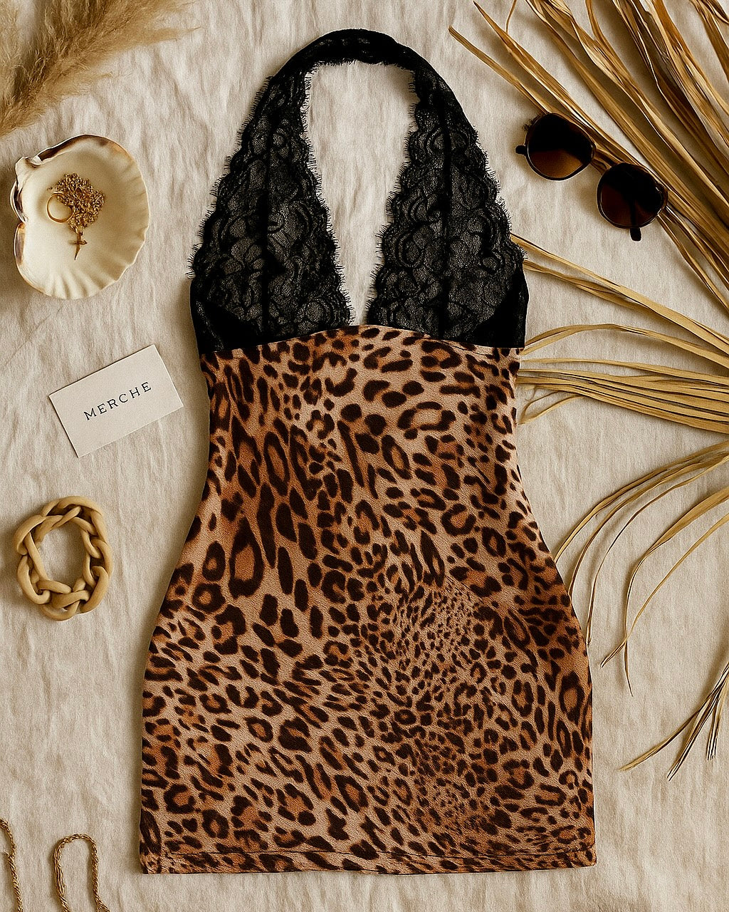 A LITTLE WILD HALTERNECK DRESS