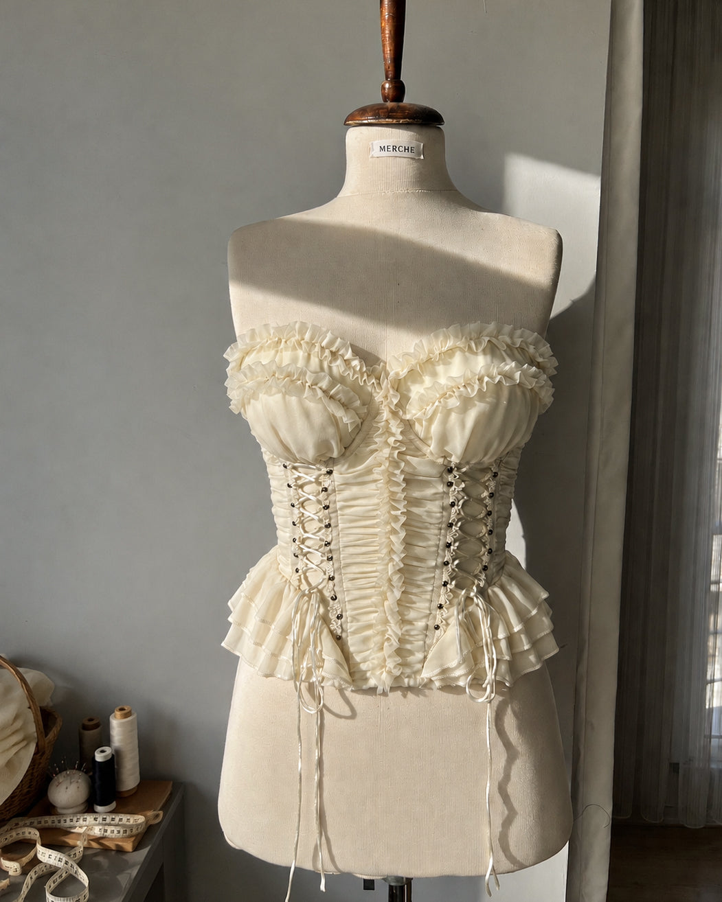 FROM A SITCOM RUFFLE AND LACE TRIM LUXE CORSET