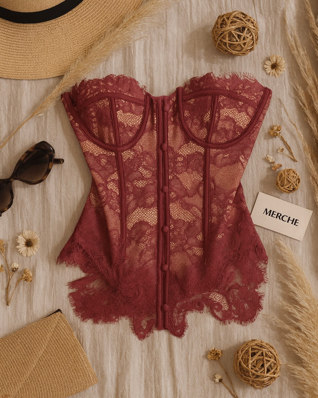 SHE IS ART LUXE RED LACE CORSET
