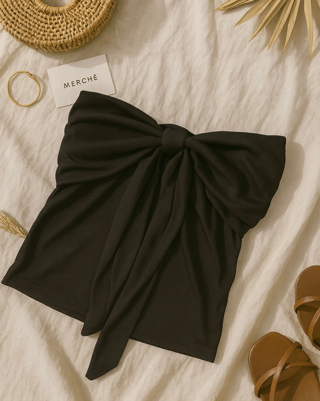 THE HEART-STOPPER BLACK BOW BANDEAU TOP