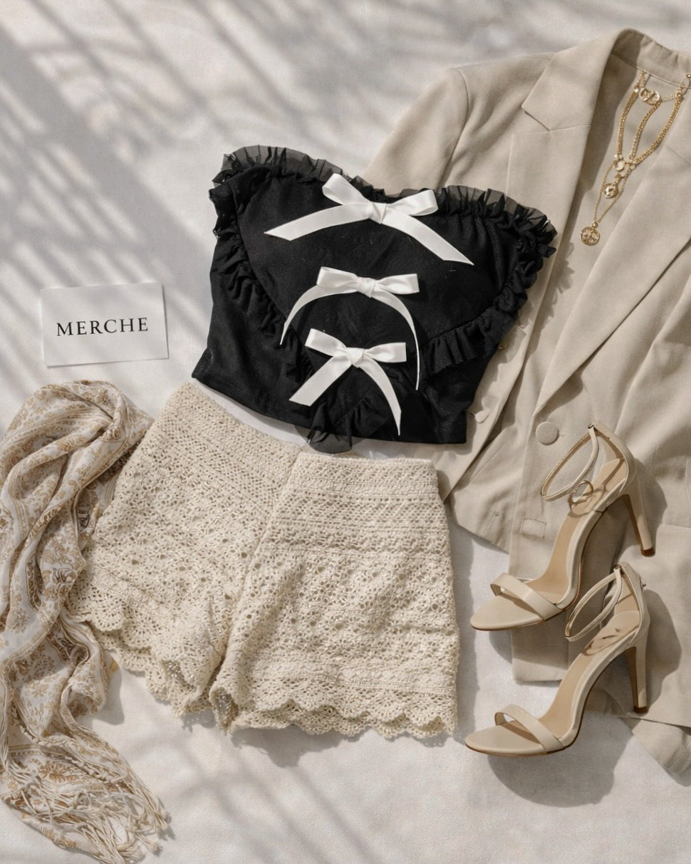 GROOVE WITH ME BLACK BOW BANDEAU TOP