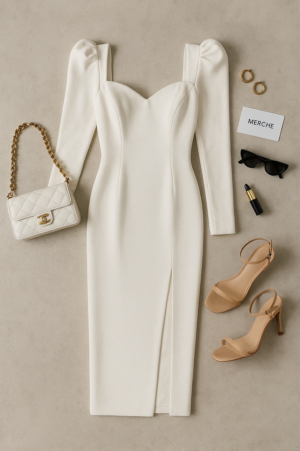 HERE FOR LOVE WHITE SLIT DRESS