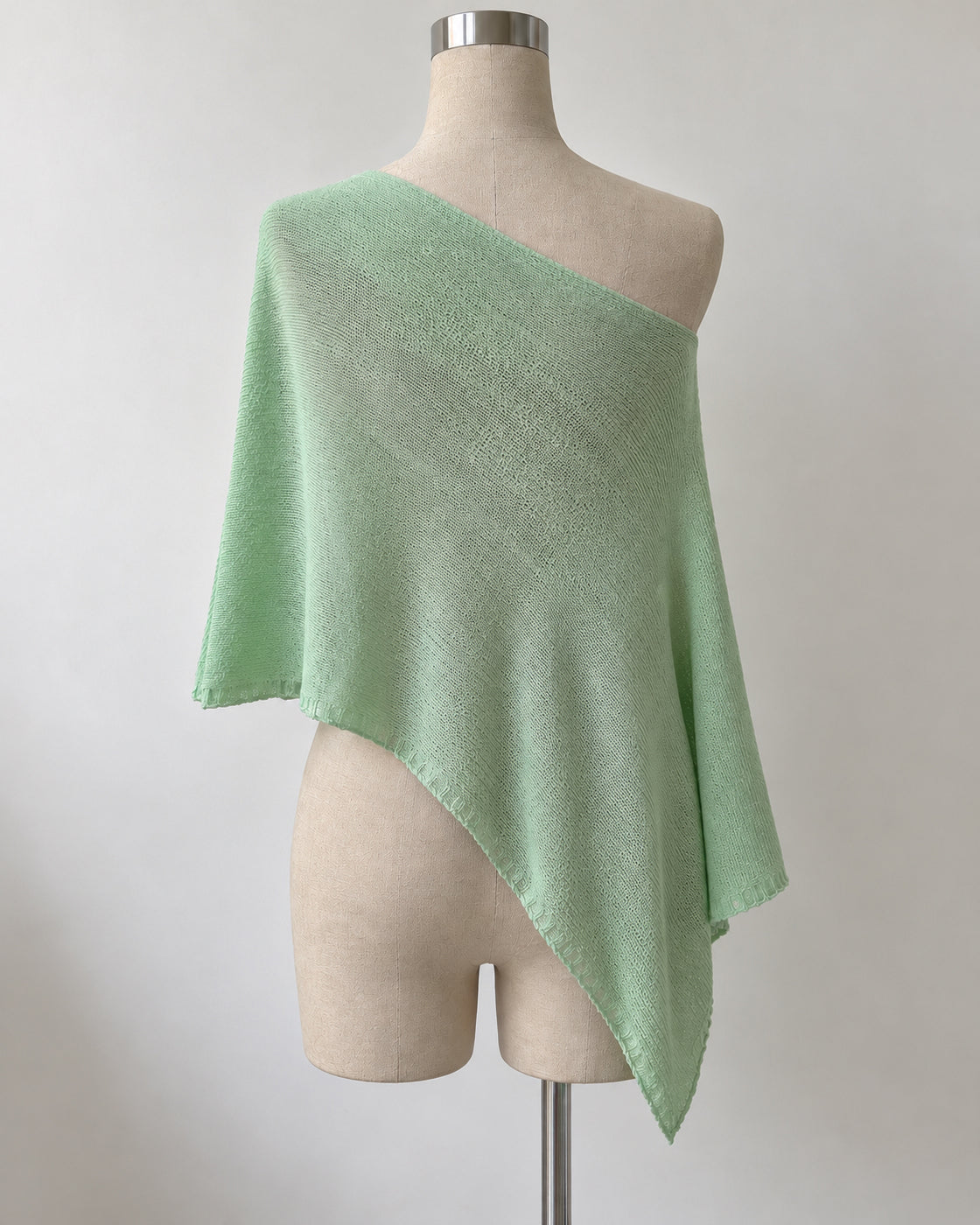 HIPPIE HOTTIE KNITTED LUXE PASTEL SAGE GREEN DRAPED PONCHO