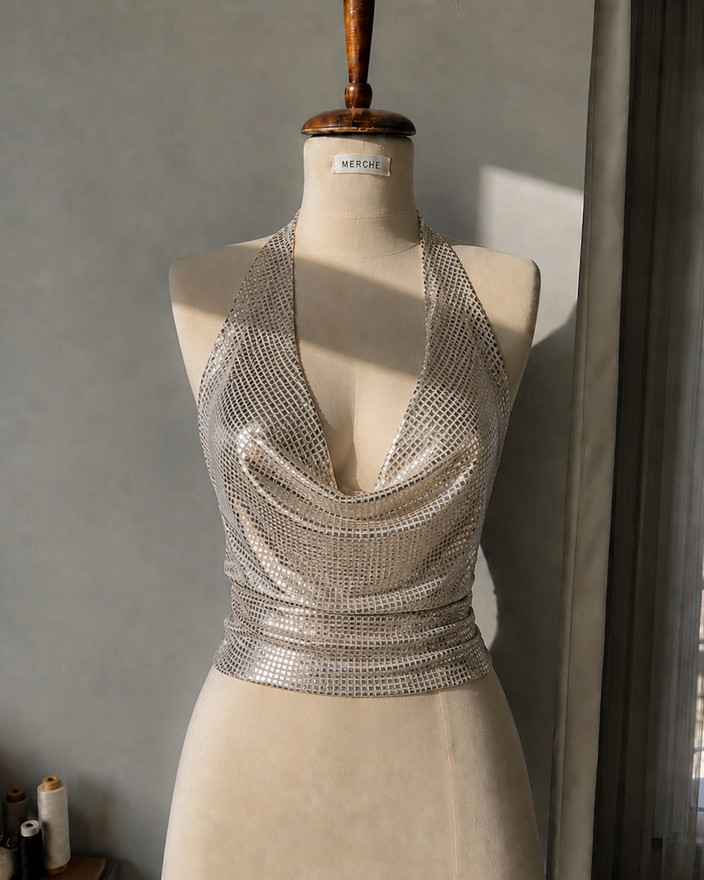 NEVER HAVE I EVER FOILED HALTERNECK TOP