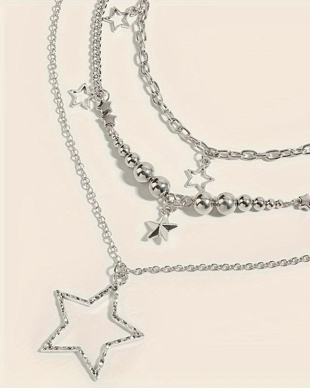 CONSTELLATION SILVER LAYERED NECKLACE