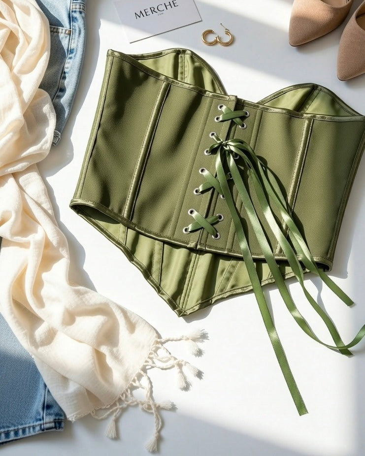 BRAT ENERGY BONING GREEN CORSET