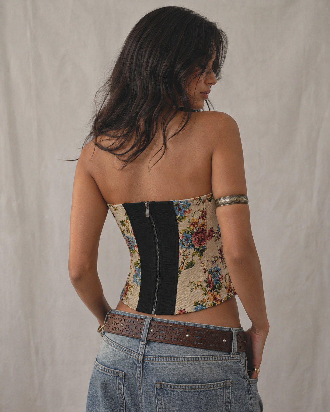 JUST BECAUSE FLORAL JACQUARD CORSET