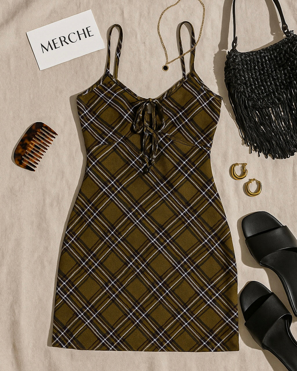 PERFECT FOR ME PLAID SLIP DRESS