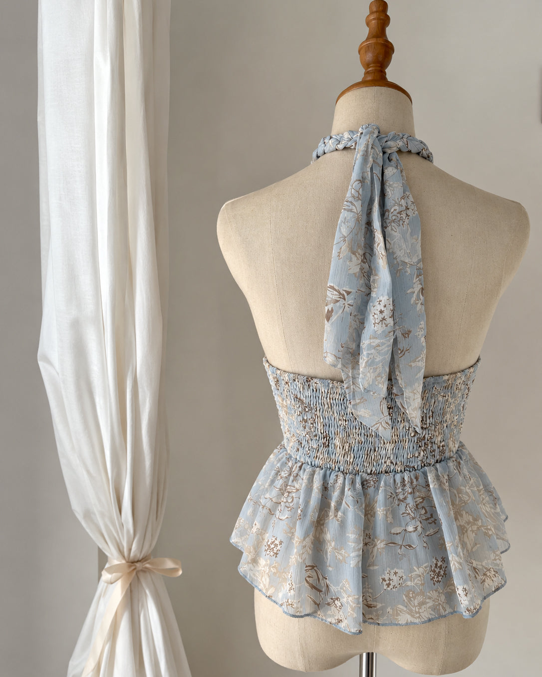 SWEET ESCAPE BRAIDED FLORAL HALTERNECK TOP