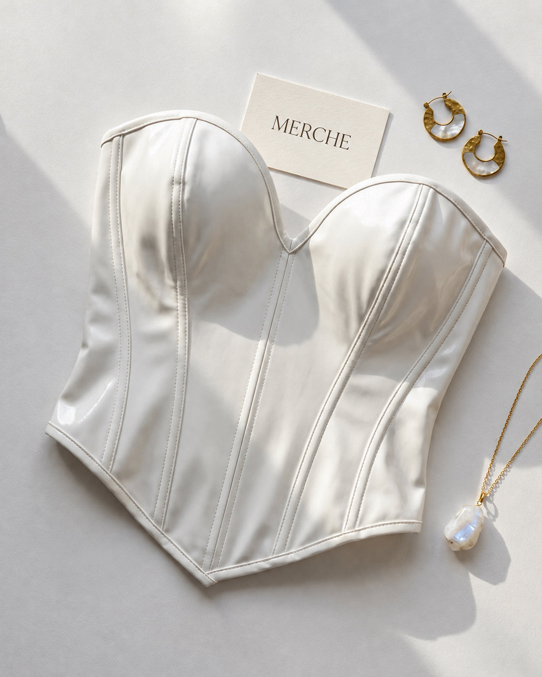 ROMAN EMPIRE FAUX LEATHER WHITE CORSET
