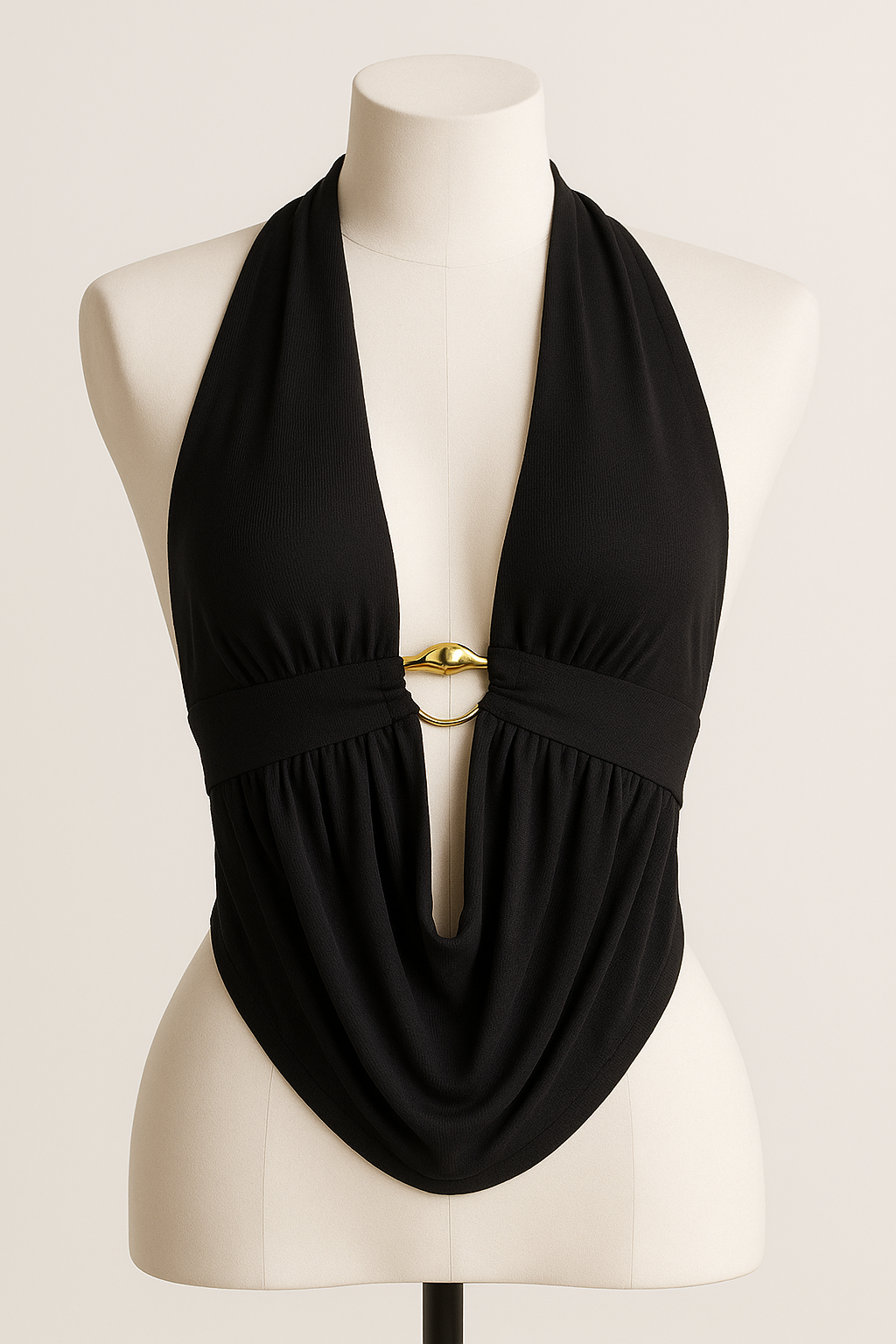 CREW TALK DRAPED BUCKLE TIE-BACK TOP