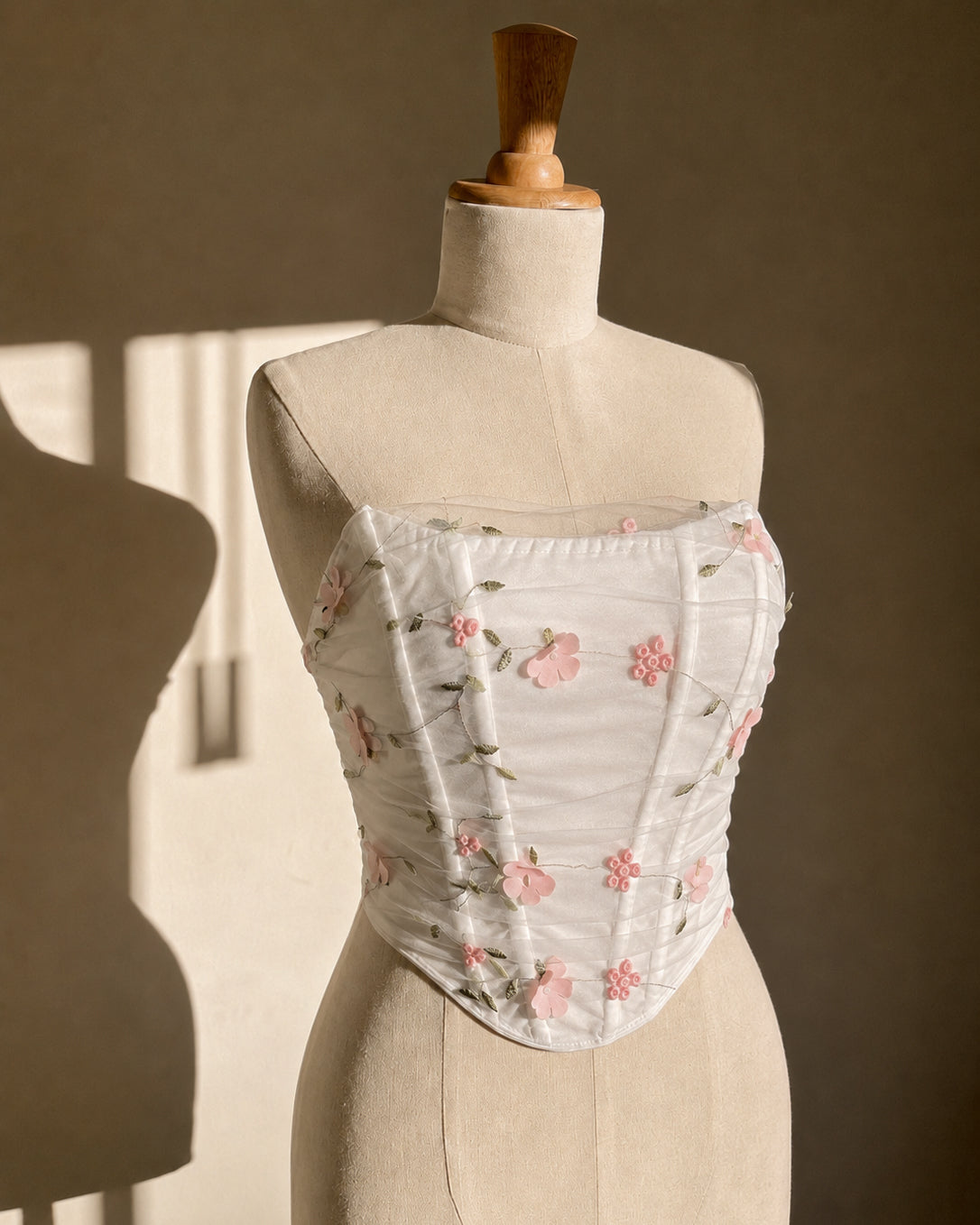NEED A CASTLE APPLIQUE EMBROIDERED MESH BONING DETAIL CORSET