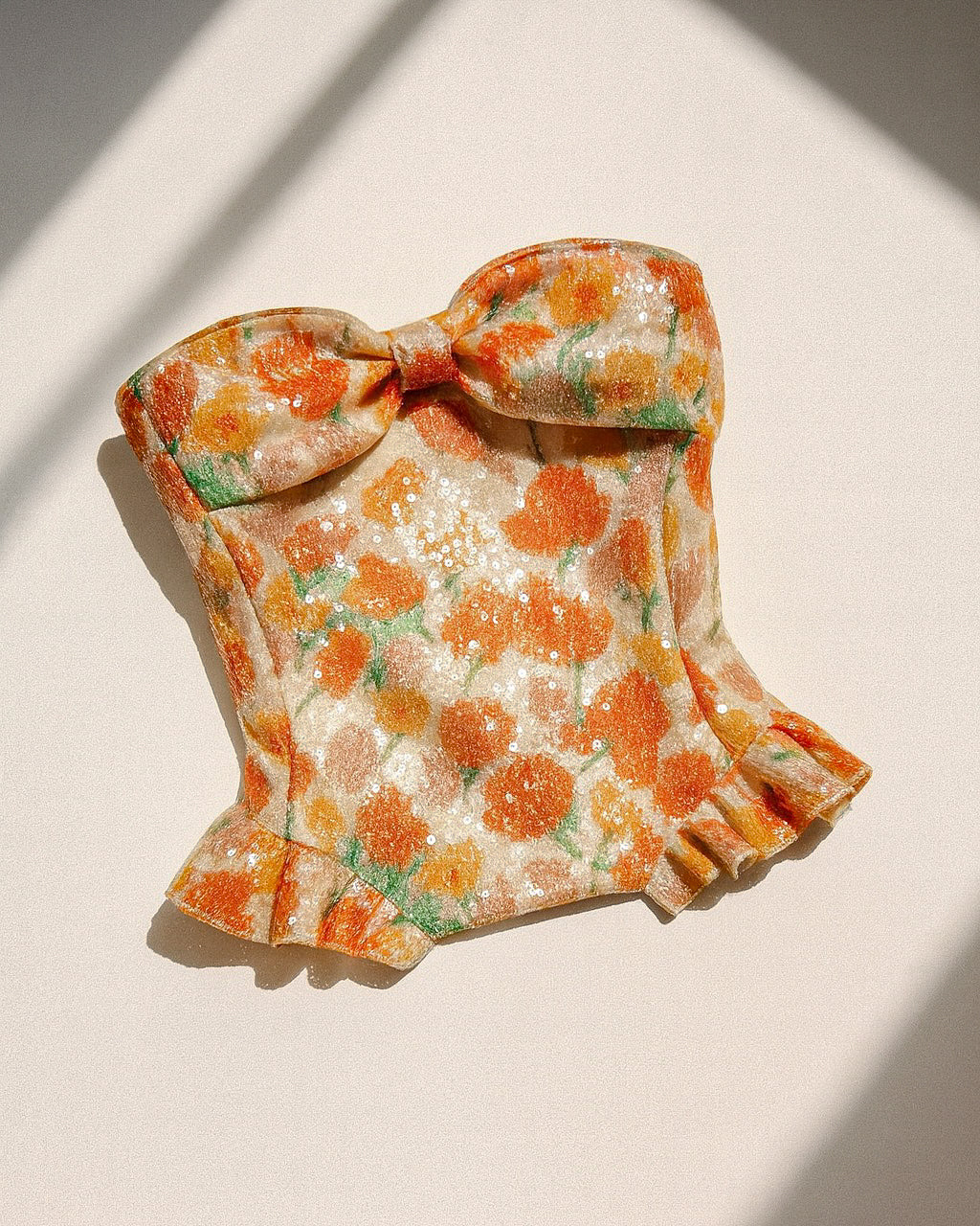 ORIGAMI HEART SEQUIN EMBELLISHED BOW TOP