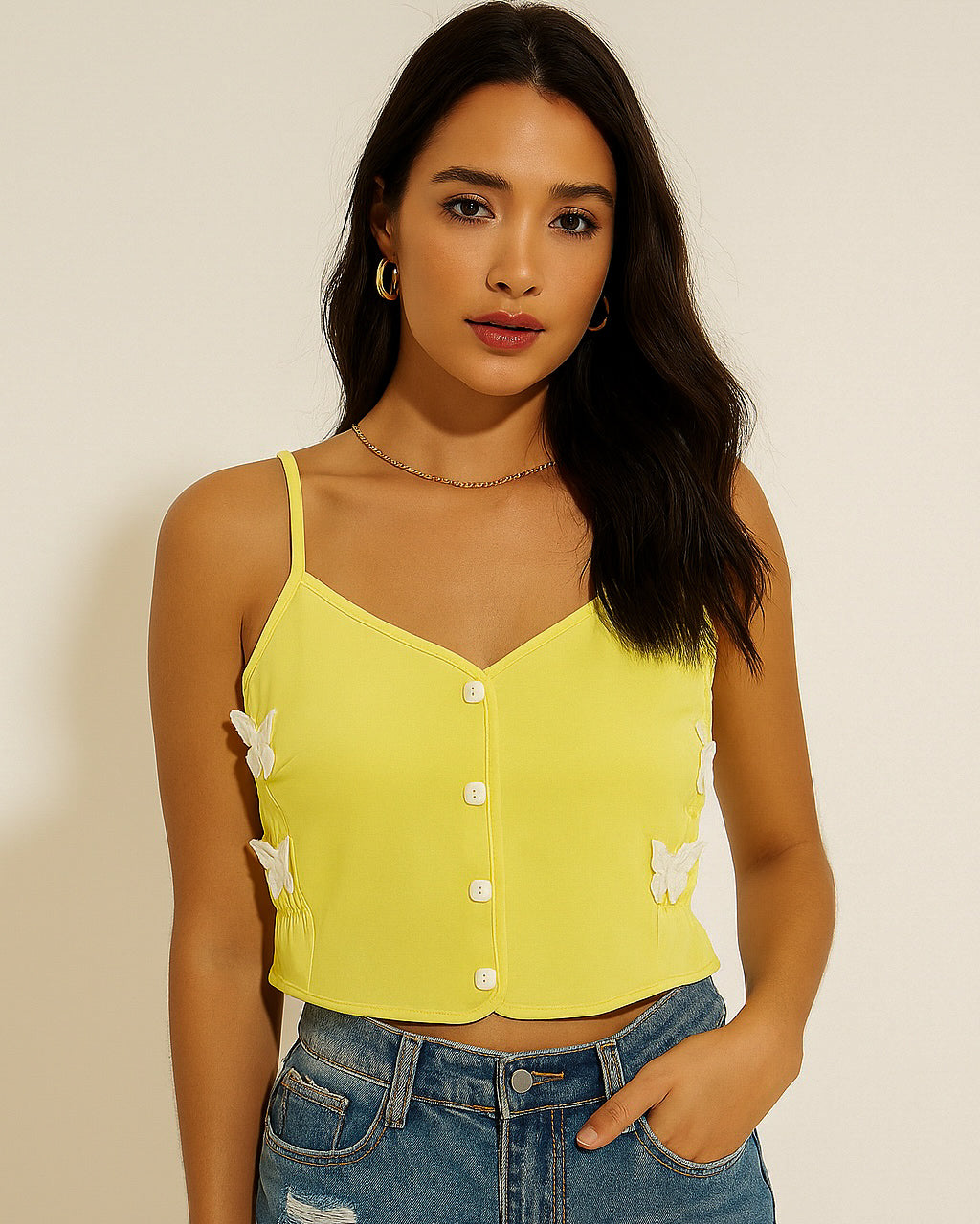 RIDE OR DIE YELLOW APPLIQUE CAMI TOP