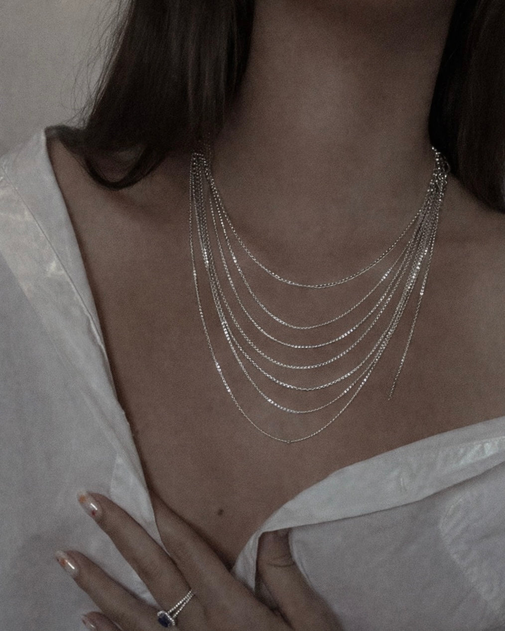 PLAY WITH FIRE LAYERED SILVER CHAIN NECKLACE