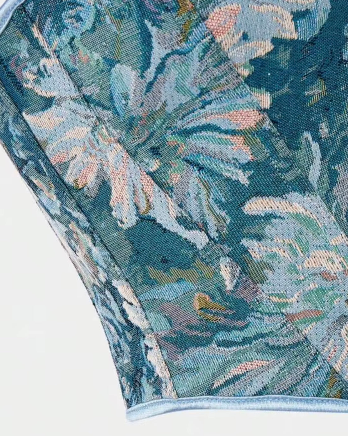 ITALIAN MOON BLUE JACQUARD CORSET