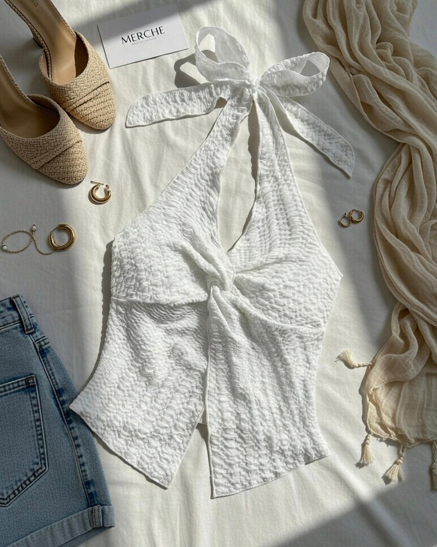 MOONCHILD TEXTURED HALTERNECK TOP
