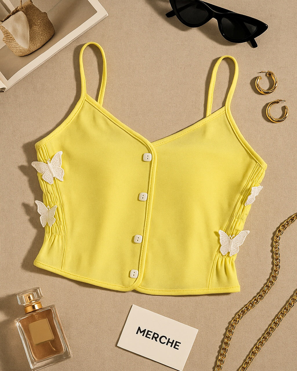 RIDE OR DIE YELLOW APPLIQUE CAMI TOP