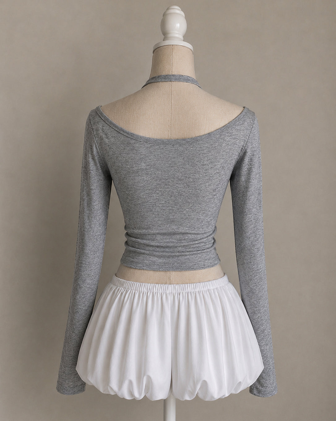 FAITHFULLY YOURS LAYERED GREY BUTTONED-UP TOP