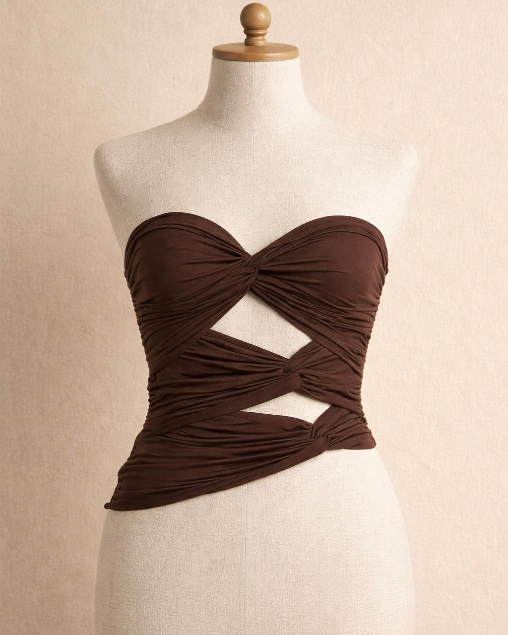 BEACH BAR CUT-OUT TWISTED BROWN TOP