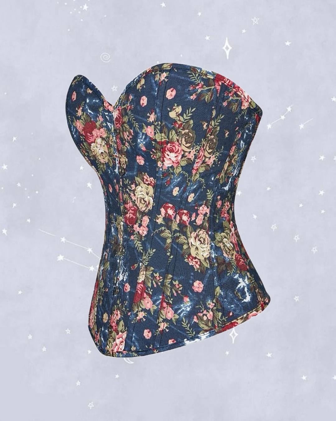 GIRLS WEEKEND DENIM FLORAL CORSET