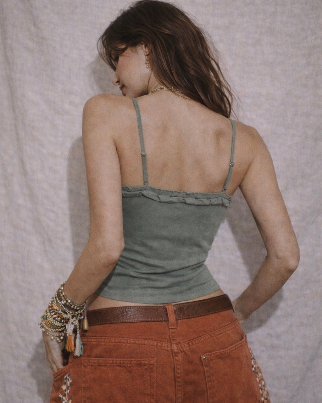 BEYOND BASIC PADDED OLIVE CAMI TOP