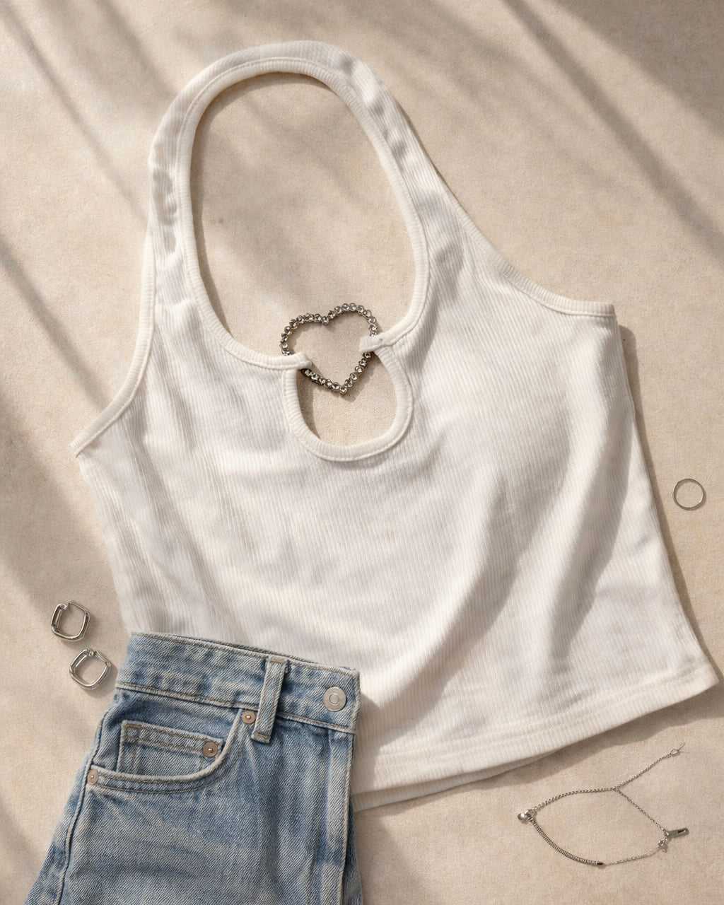 JAMAICAN SUN DIAMOND HEART HALTERNECK TOP