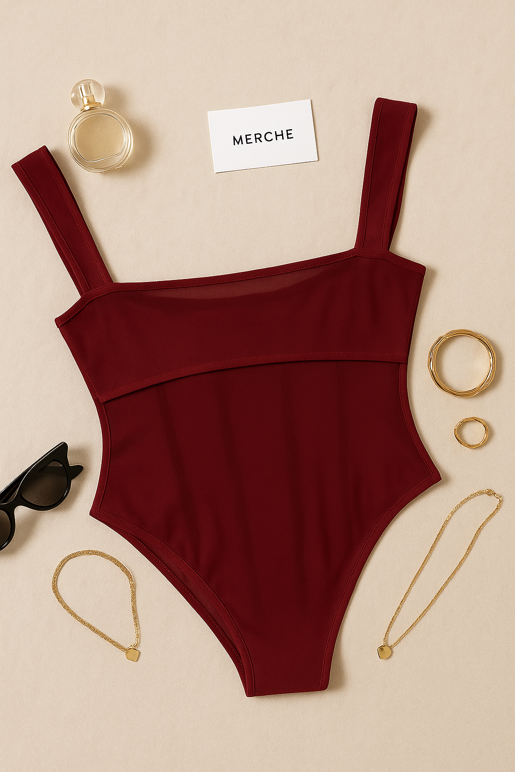WILD CARD RED DRAPED BODYSUIT