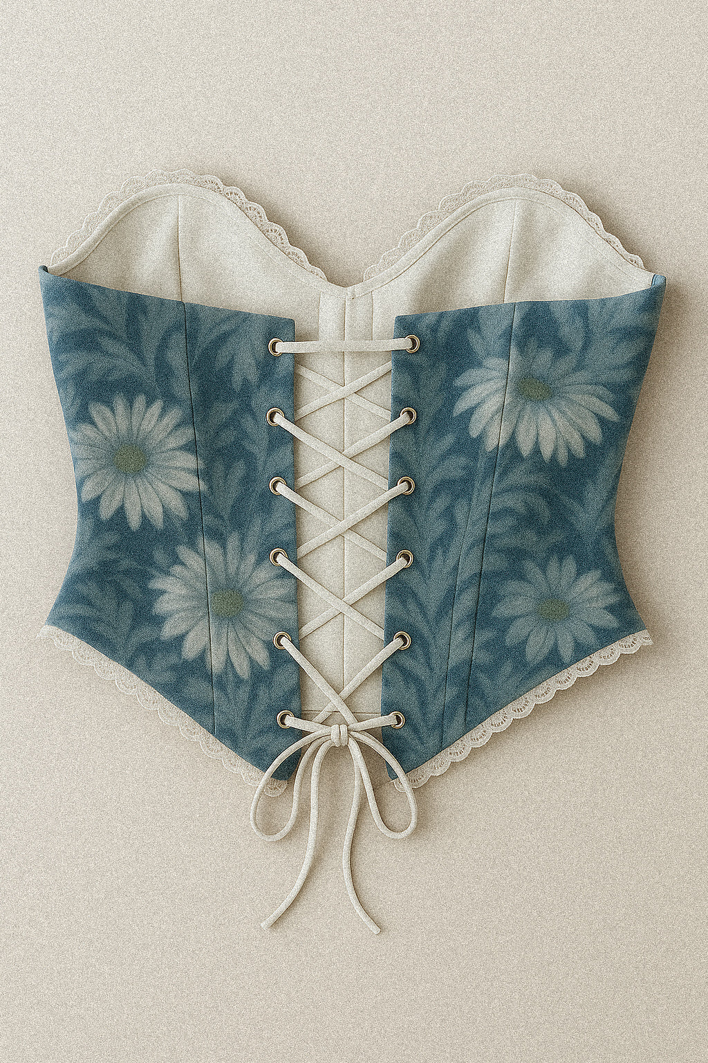 SOLIEL CHIC BLUE FLORAL JACQUARD CORSET