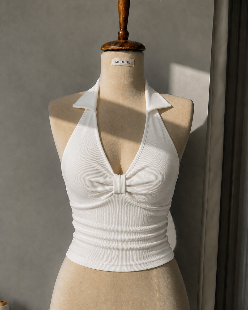 NOT YOUR MATCHA PADDED CROSSBACK COLLARED WHITE TOP