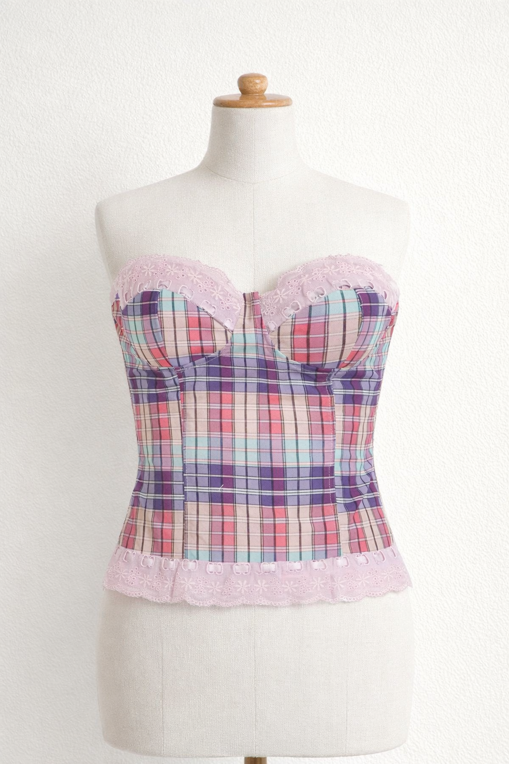 SWEET TALKER CHECKS BUSTIER BANDEAU TOP