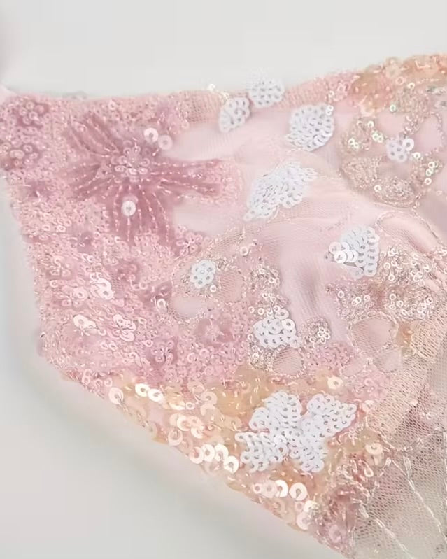 HIGH SCHOOL DRAMA EMBROIDERED HALTERNECK TOP