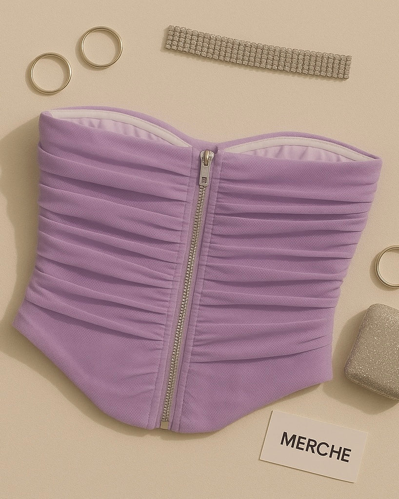 POISE PLEASE MESH BONING LUXE LILAC CORSET