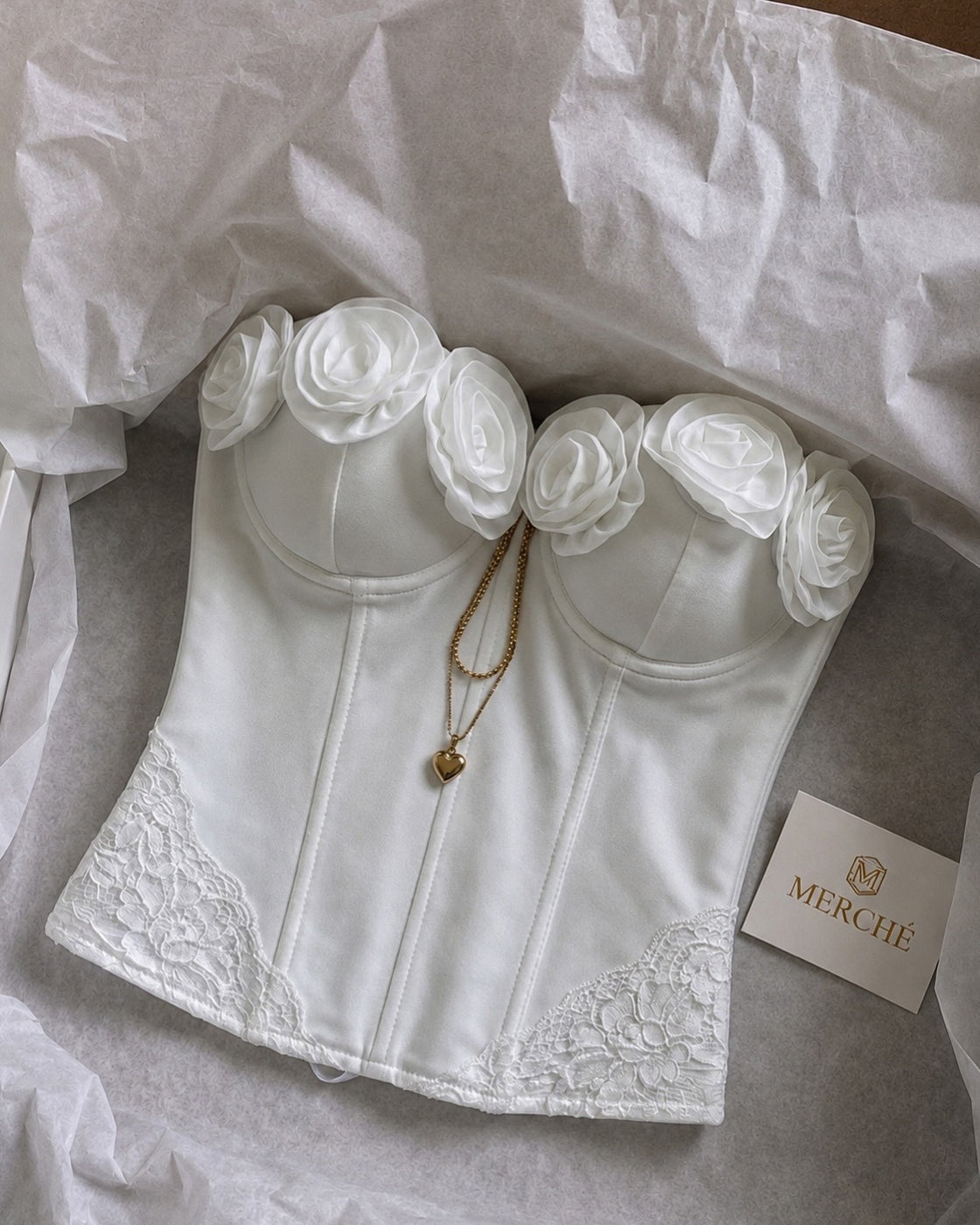 AUTUMN IN PARIS APPLIQUE ROSETTE CORSET