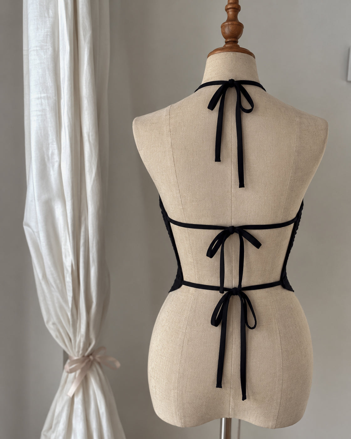 MY FAN CLUB DRAPED COWL BACKLESS HALTERNECK TOP