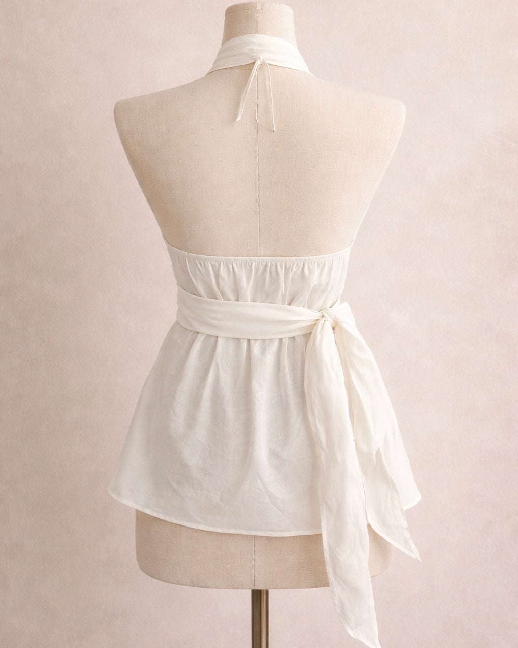 RAVE GIRL WHITE DRAPE HALTERNECK TOP