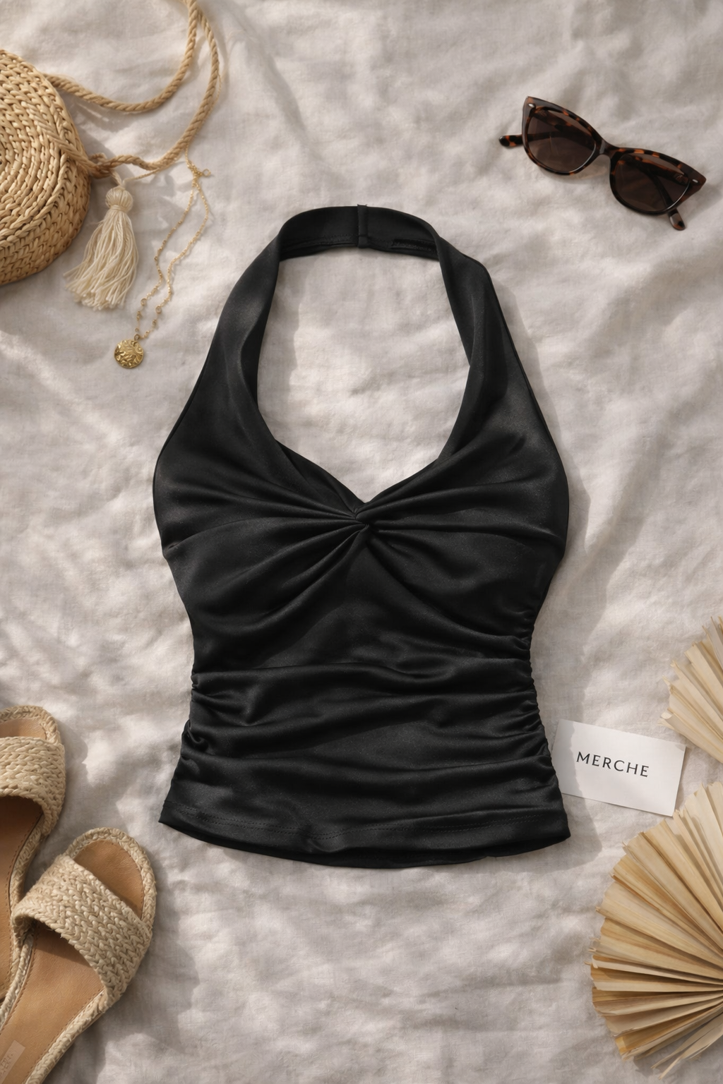 LOVE ACTUALLY TWISTED BLACK HALTERNECK TOP