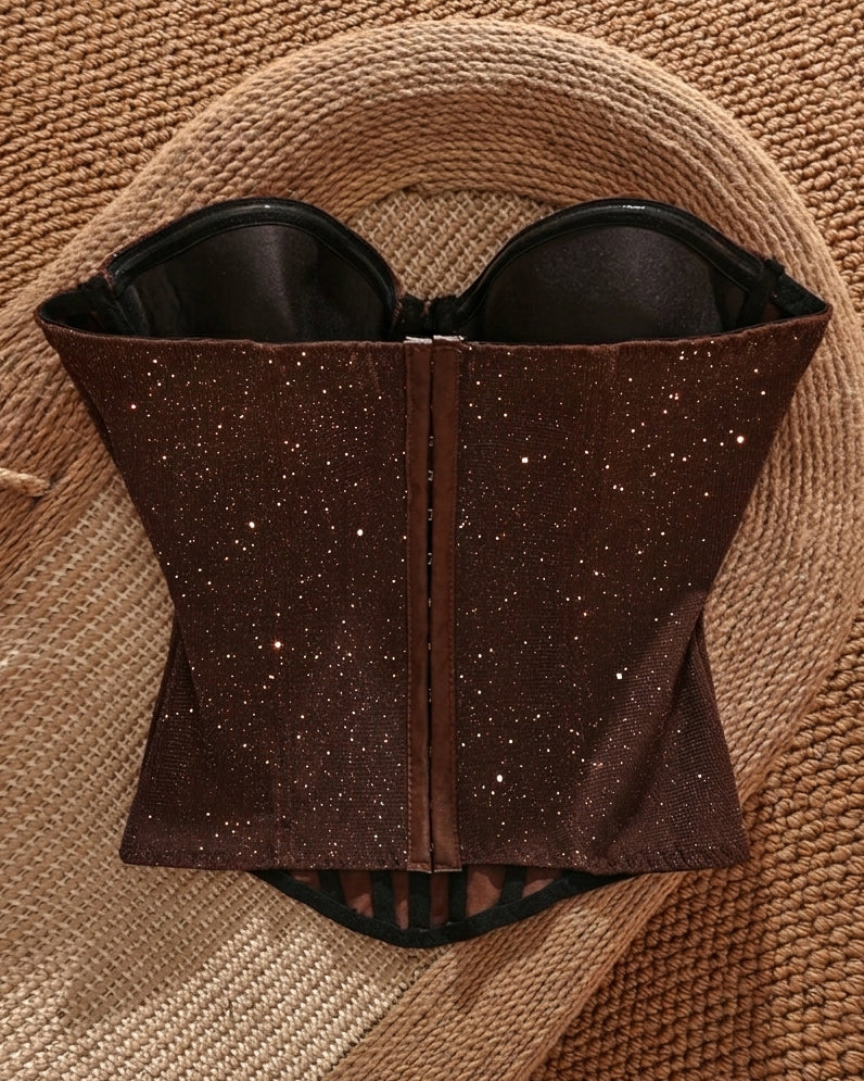 BROWN SUGAR BADDIE PADDED SHIMMER CORSET
