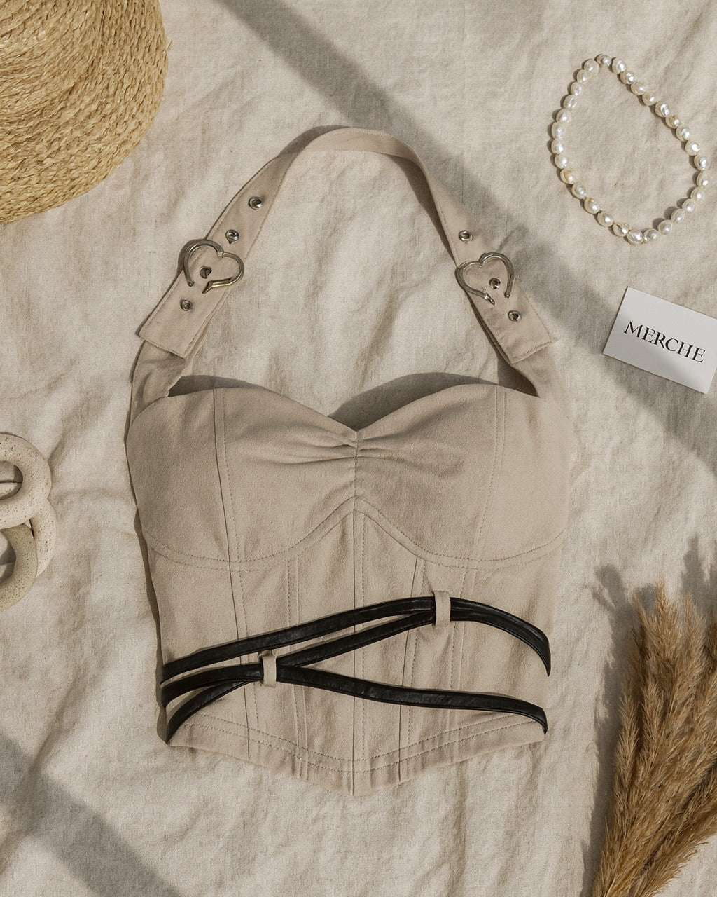 SUCH A BADDIE LUXE LEATHER AND METAL HALTERNECK TOP