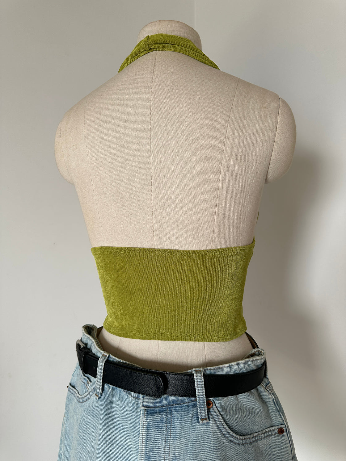 OFFSTAGE GLAM BEADED GREEN HALTERNECK TOP