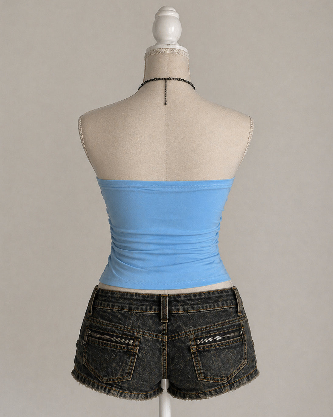 HEATWAVE CAUSING BLUE BEADED BANDEAU TOP