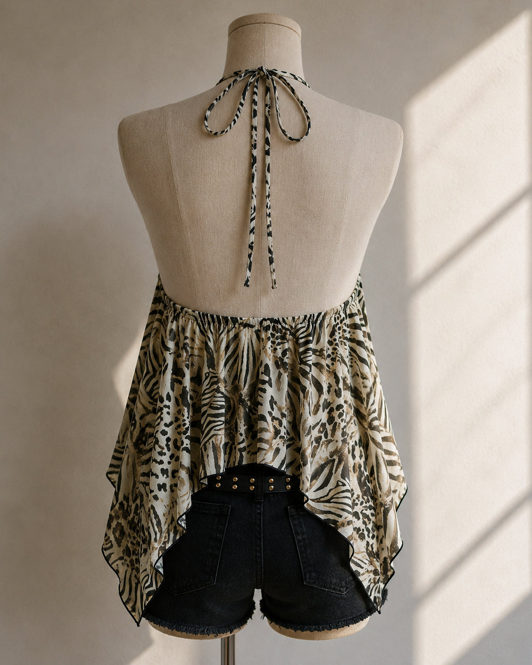 FREE SPIRITED DRAPED METAL DETAIL HALTERNECK TOP
