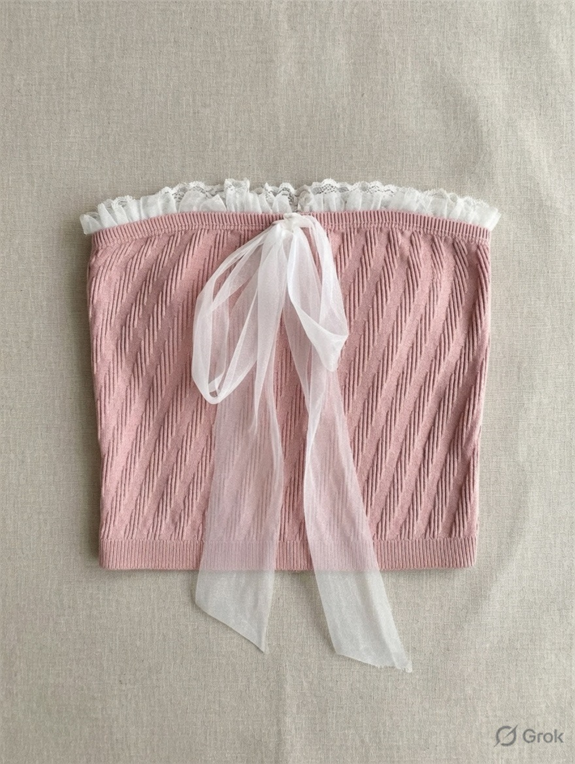 IN A DREAM MESH DETAIL PINK BANDEAU TOP