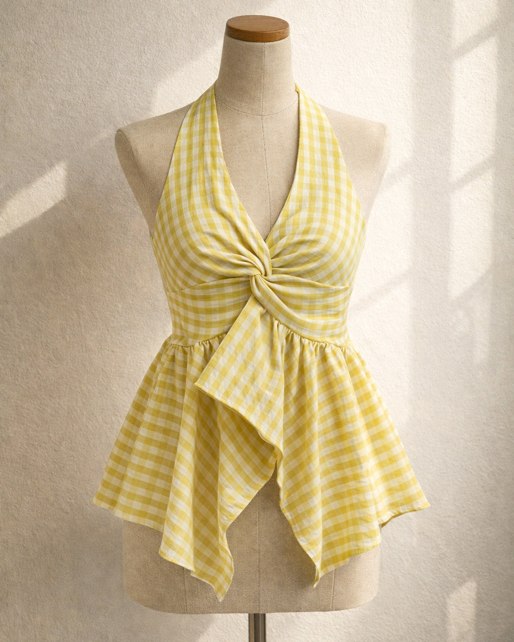 MY BAD BABY CHECKS ASYMMETRICAL HALTERNECK TOP