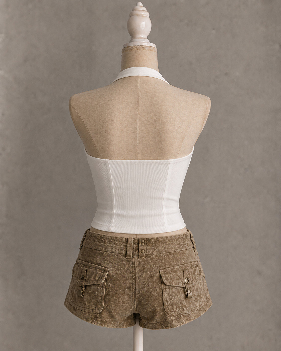 PEOPLE PLEASER PADDED WHITE HALTERNECK TOP