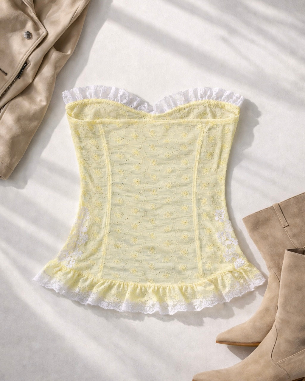 SWEET NOTHING EYELET LUXE BUTTER YELLOW TOP